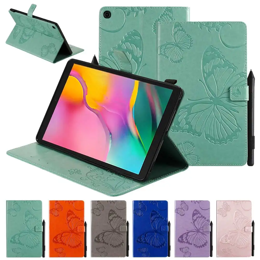 Ультратонкий противоударный чехол для планшета samsung Galaxy Tab A 10," SM-T510 T515 тисненый узор с бабочками из искусственной кожи чехол-подставка