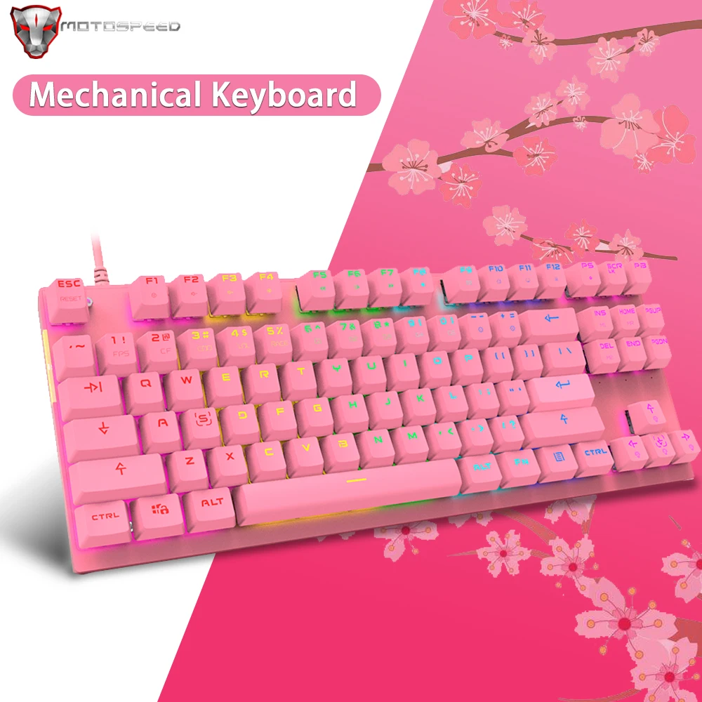 Механическая игровая клавиатура с подсветкой и проводные USB 87 клавишные