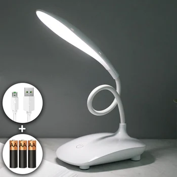 

2 in 1 LED Desk Lamp with Flexible Gooseneck, 3 Level Brightness Touch Control Light, AA Battery Operated & USB Charging