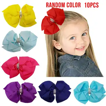 

10pcs 15cm Double Cotton Bow Hairpin With Diamonds For Children Bow Hairpin Barrette Satin Trendy Ladies Hair Accessories
