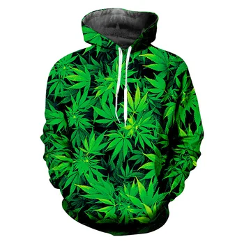 

Harajuku 3D Hoodies Men Tracksuits Print Weeds Green Leaves 3D Sweatshirt New Fashion Hooded Sweat Tops Long Sleeve Pullover