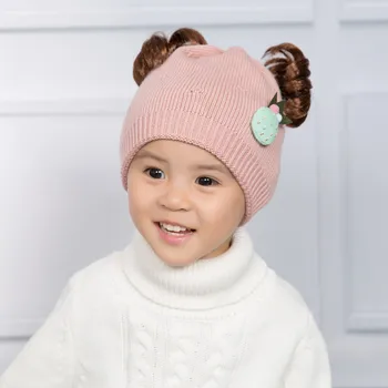

2 Pcs Set Baby Winter Hats Caps for Baby wig Ear Cute Hat Winter Knit Hat Scarf Set Children Cartoon Cute Hat Baby Bonnet шапка