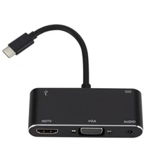 5 in 1 USB C to HDMI Adapter 4K Type-C to HDMI/VGA/Audio/USB 3.0 Port+USB C Port(PD) Converter for Laptop Macbook Nintend Switch data frog hdmi type c adapter for nintend switch hub usb c to hdmi mini dock station hd transfer for macbook xiaomi laptop phone