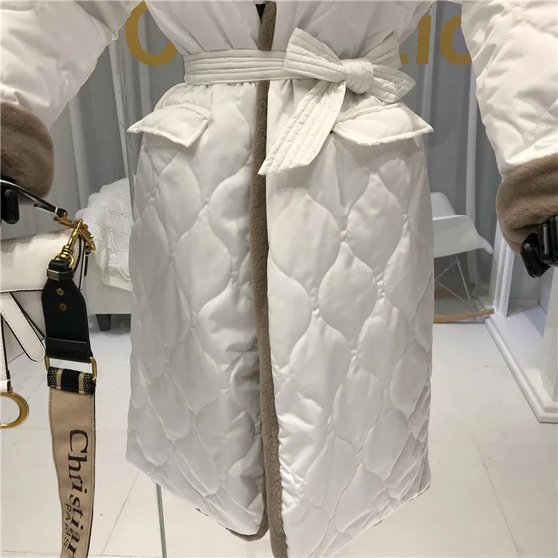 Abrigos mujer invierno Новое Женское зимнее пальто с толстым поясом, длинное уличное пальто, модная верхняя одежда