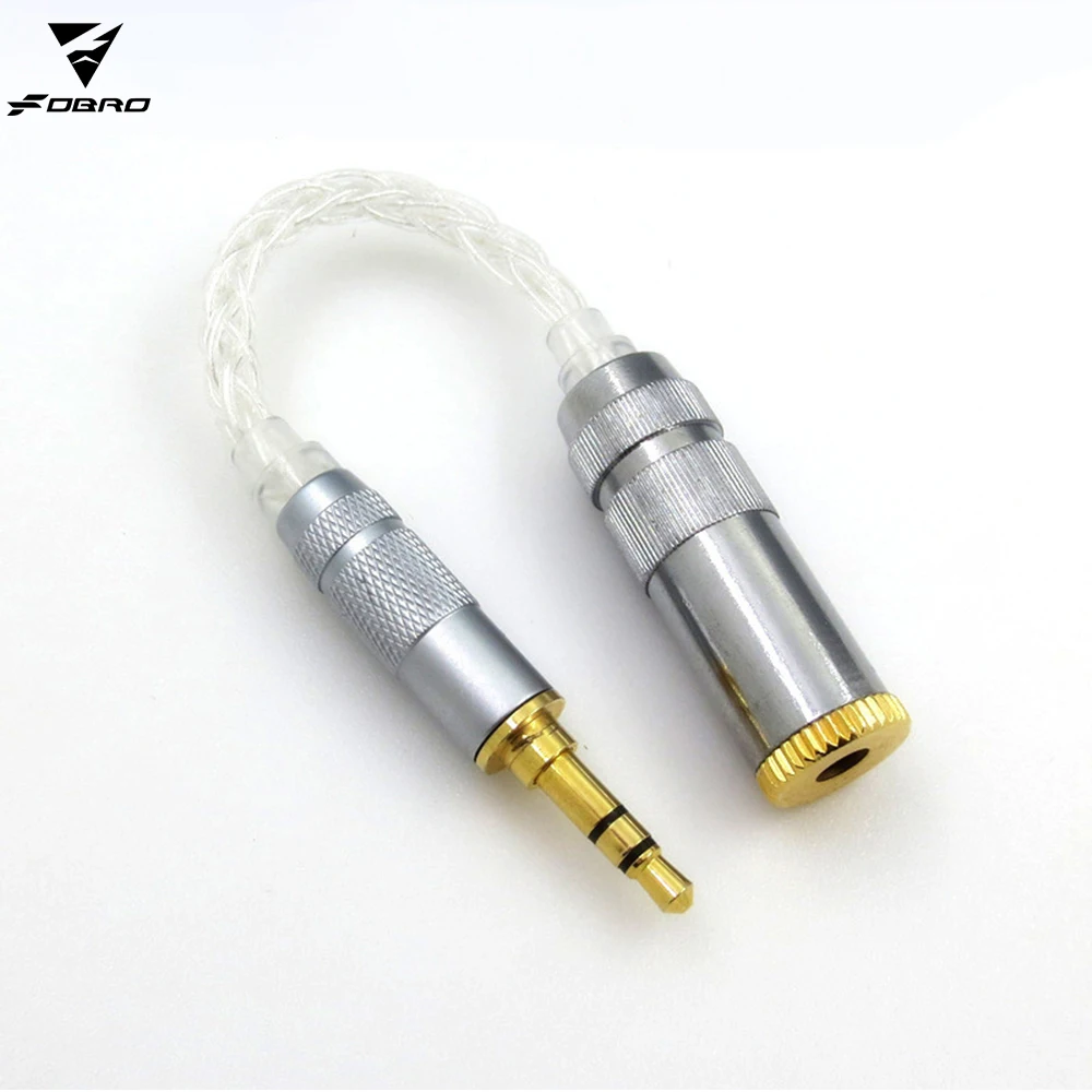 FDBRO New Audio Earphone 8-core Single Crystal Silver Balanced Plug 2.5 3.5 4.4 Mm Adapter HIFI Adapter Wire Use Converter Plug