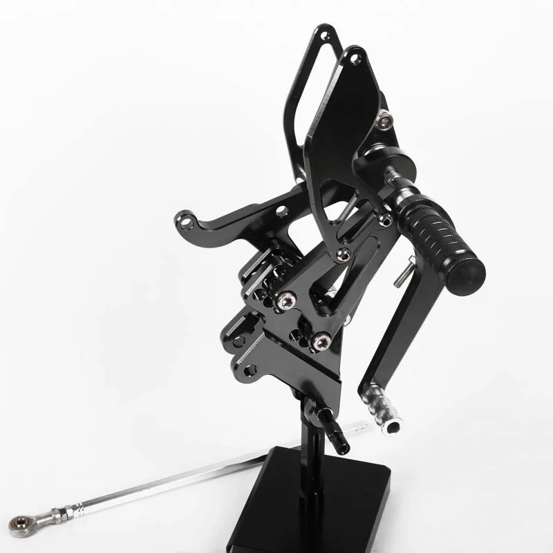 SMOK педаль мотоцикла для Kawasaki ZX6R/ZX636 2003-2004 алюминиевый сплав Rearset подножки черный серебристый красный синий зеленый - Цвет: Черный