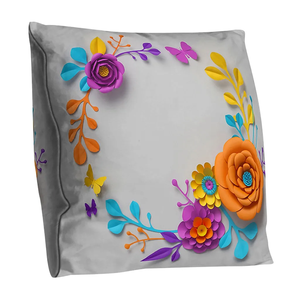 Ouneed Cushion Cover Art watercolor flowers prints Pillow Case Polyester Sofa Home Decors animeative cojines almofadas drop ship