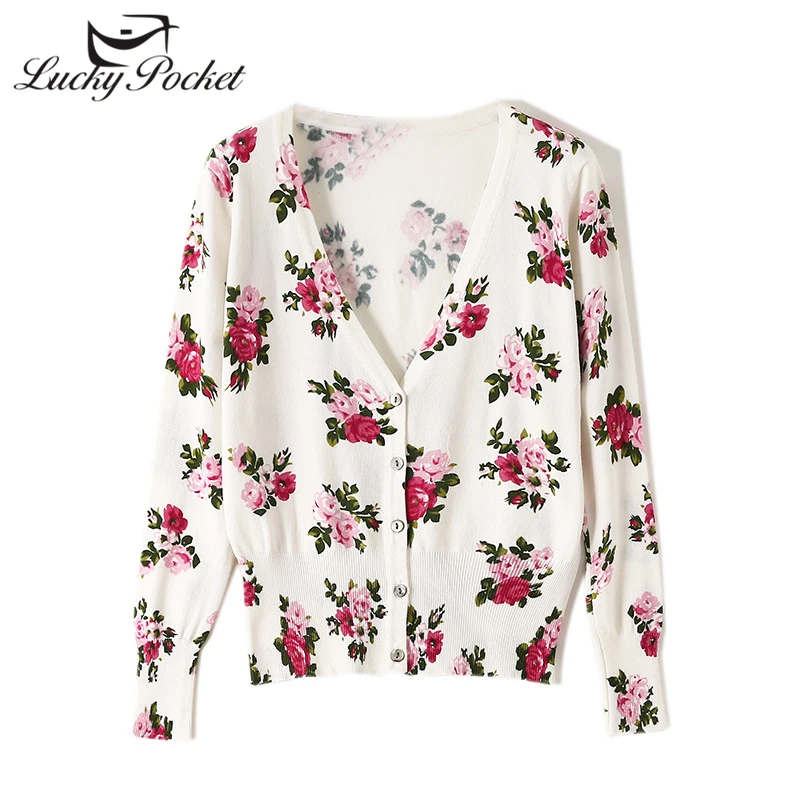 2020 Women Spring Autumn Fashion Loose Short V-Neck Sweater Coat Ladies Casual Print Knitted Long Sleeve Cardig Top QL175 |