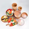 20pcs 50pcs Disposable Kraft Paper Bowl With Paper Lid Fruit Salad Bowl Lids Food Packaging Containers Party Favors (16oz 26oz ► Photo 2/6