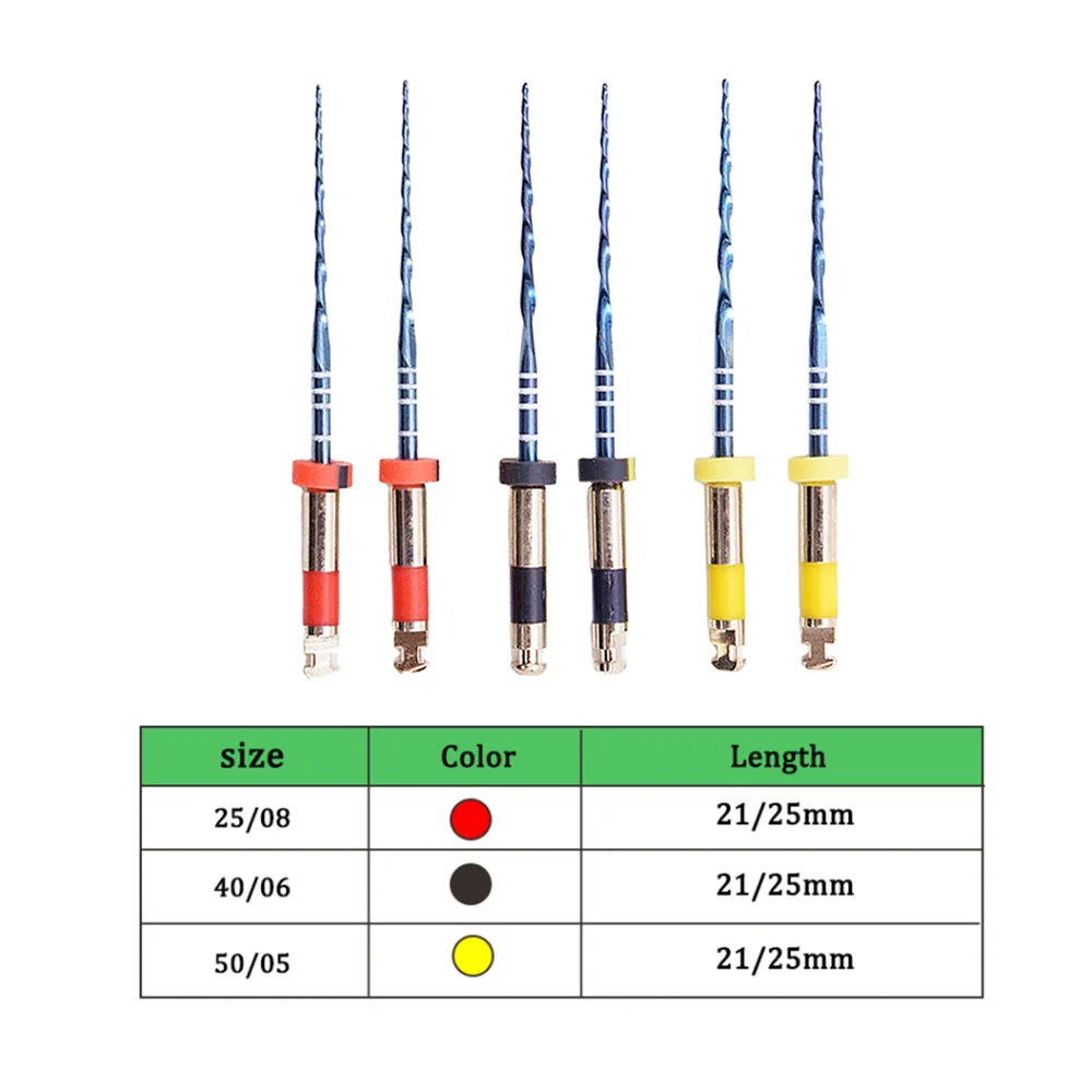 6 PCS Dental Blue Reciprocate Endodontic Files Niti Rotary Root Canal Files Heat Activated 21mm/25mm 6
