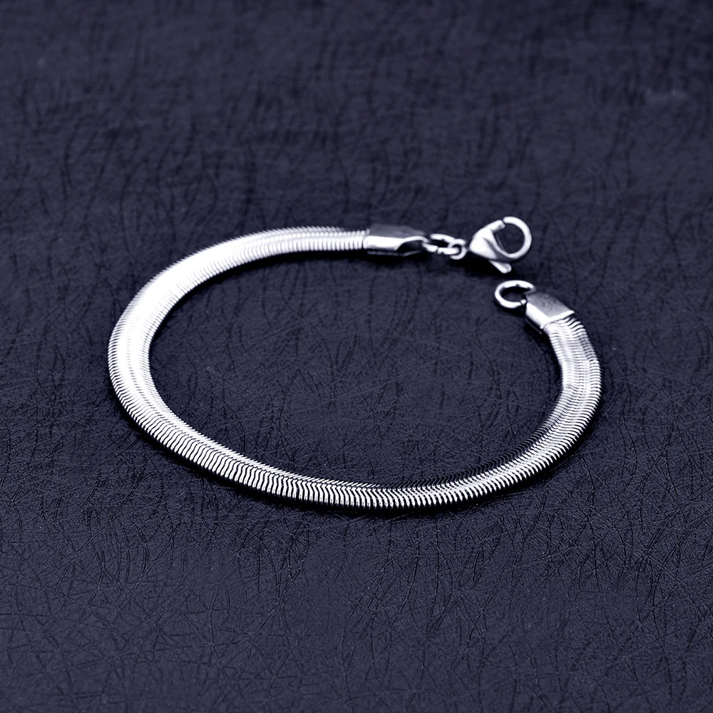 6 мм 316L нержавеющая сталь плоская змеевидная цепочка ожерелье браслет Модный Ювелирный Набор для мужчин и женщин высокое качество Прямая