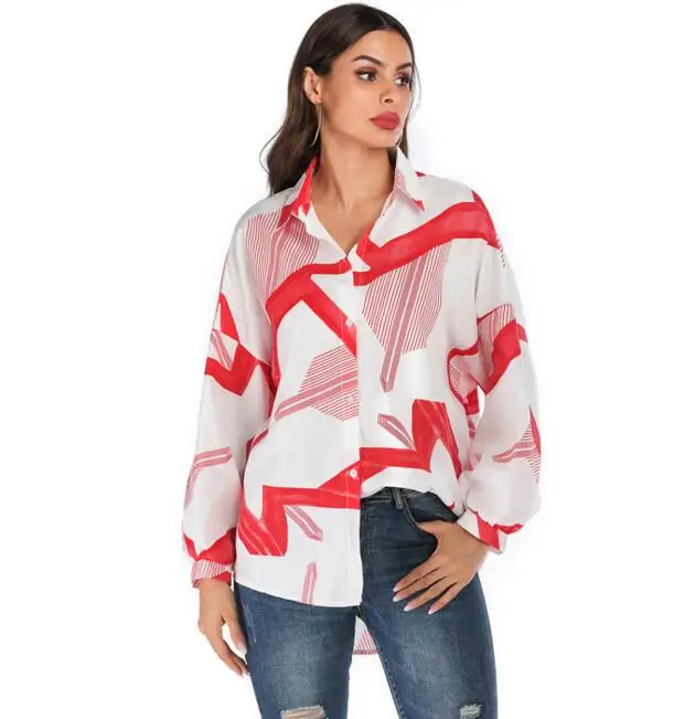 Женская блузка с круглым вырезом, длинным рукавом, в клетку, с принтом, с блестками, легко соединяется, блузка, Harajuku Camiseta Mujer, Топ для женщин, Camisas - Цвет: Кораллово-Красный