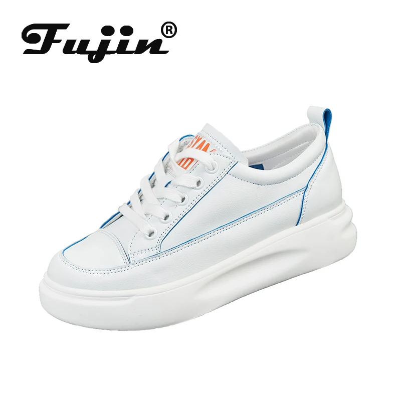 

Fujin Single Shoes 2020 Spring Autumn Creepers Platform Slip on Round Toe Muffin Bottom Fashion Breathable High Heels Flat Shoes