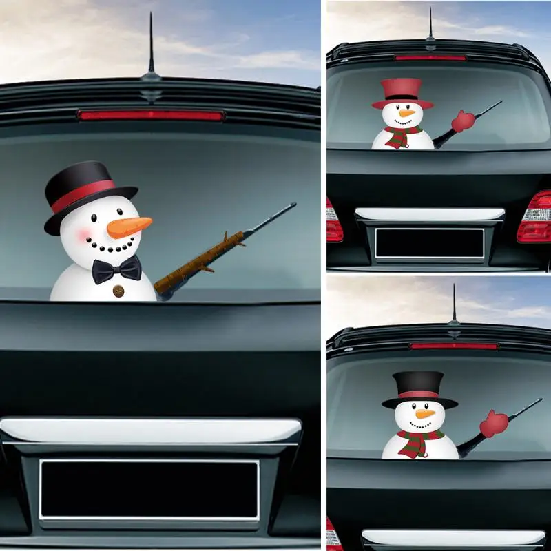 

Christmas Decoration Santa Claus 3D PVC Waving Car Stickers Styling Window Wiper Decals Rear Windshield Decor