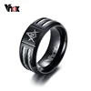 Vnox Vintage 9mm Masonic Ring Men Jewelry Black Stainless Steel With Wire Brother Gift ► Photo 1/6