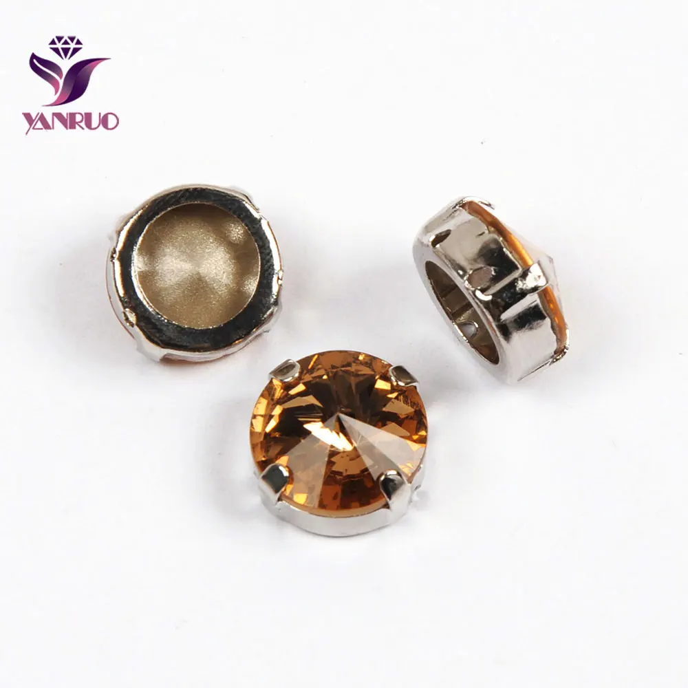 With Silver Claw YANRUO, 1122, все размеры, светильник, Colorado Topaz Rivoli Strass, сделай сам, заостренные сзади стеклянные стразы, Пришивные хрустальные ювелирные изделия для одежды - Цвет: With Silver Claw
