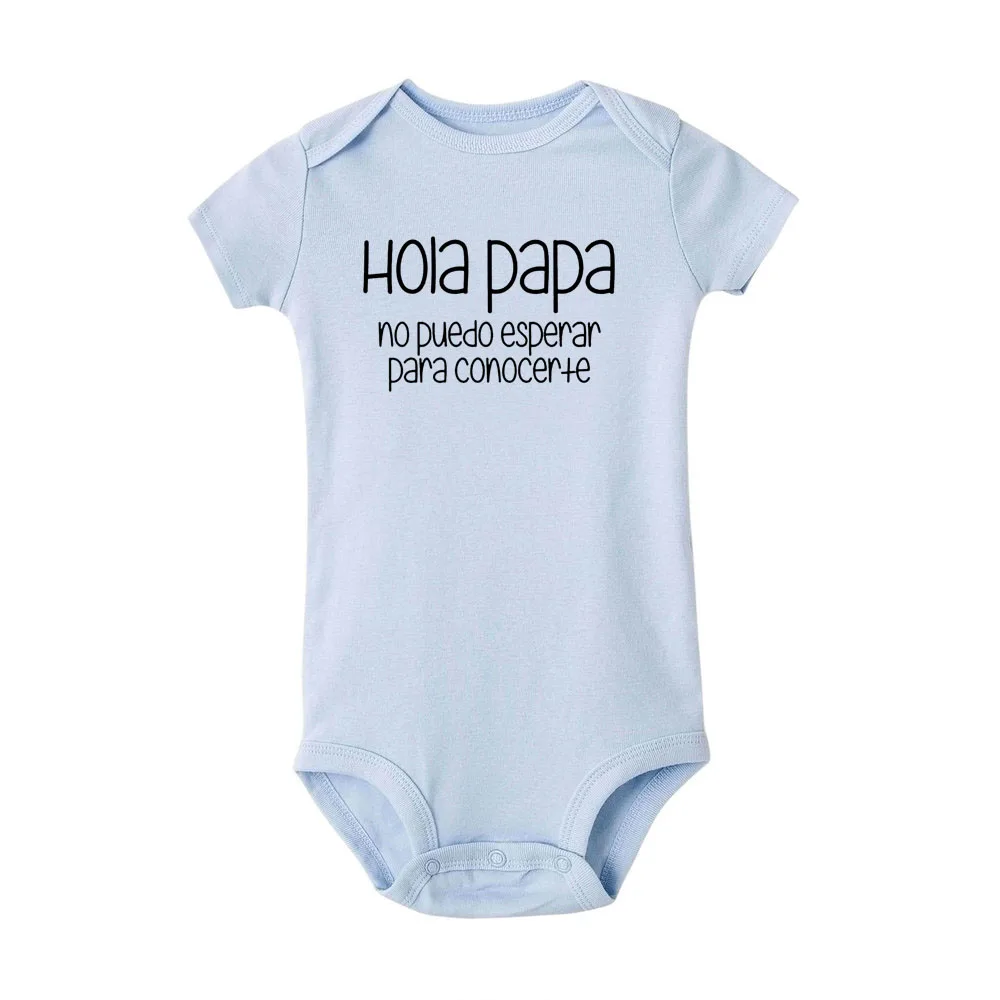 Hola Papa No Puedo Esperar Para Conocerte/Детский комбинезон для мальчиков и девочек; Забавный Милый хлопковый комбинезон для малышей; повседневная одежда для младенцев - Цвет: RM25-SRPLB-
