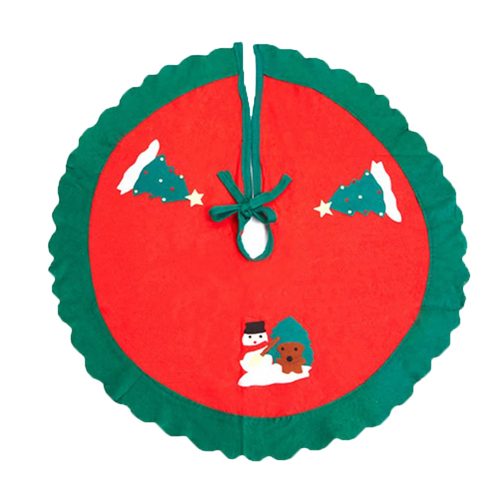Christmas Tree Skirt Round Foldable Snowman Print Christmas Tree Skirts Floor Carpet Christmas Decorations For Home Floor Mat