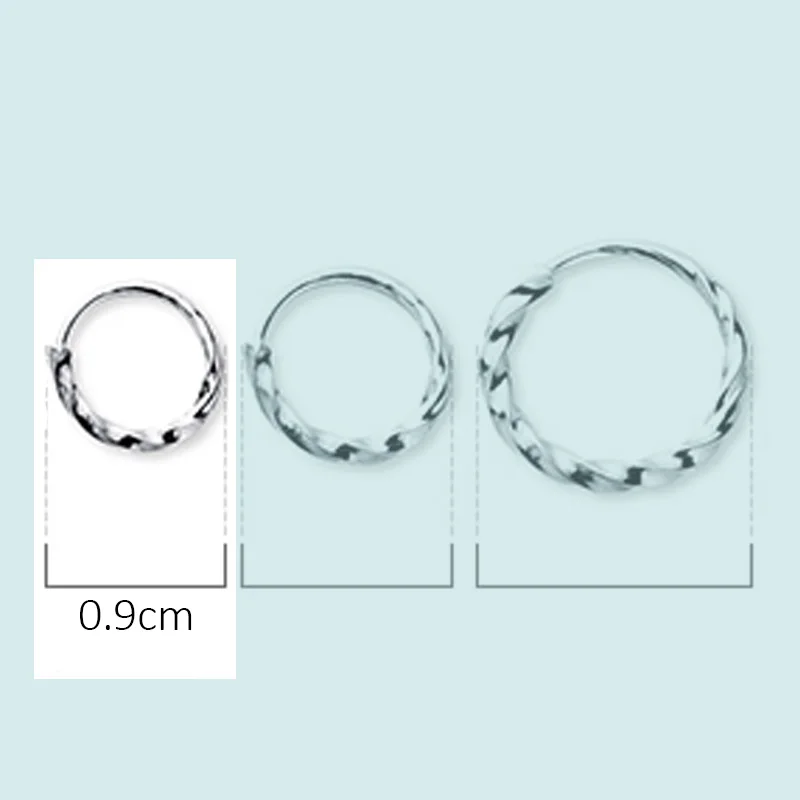 Silver 0.9cm Маленькие 925 пробы, серебряные серьги-кольца, модные милые Креативные серьги для женщин, Сережки для пирсинга, ювелирные изделия, подарок Aros - Окраска металла: Silver 0.9cm