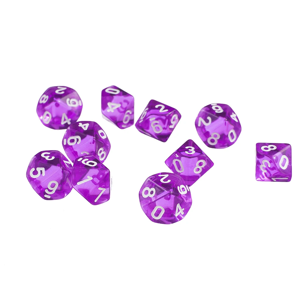 10-Die многогранные кубики для Подземелья и Драконы DND RPG MTG+ чашка для игры в кости фиолетовый