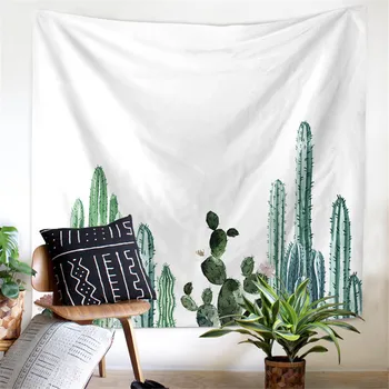

Mandala Wall Hanging Cactus Tapestry Green Succulents 3D Flower Art Carpet Blanket Yoga Mat Decorative Tapestry for Home