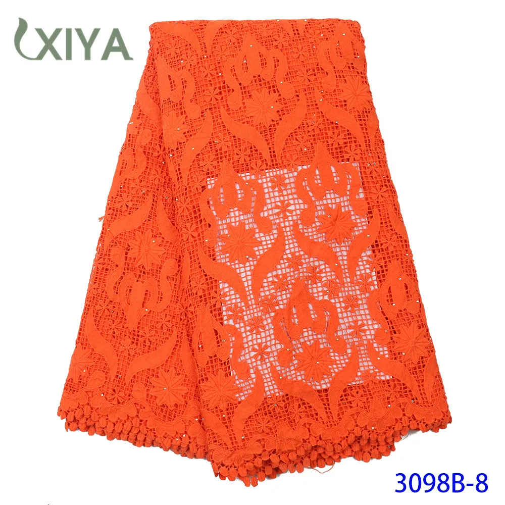 Latest Orange Guipure Lace Embroidery African Fabric with Stones High Quality Cord for Nigerian Party APW3098B | Дом и сад