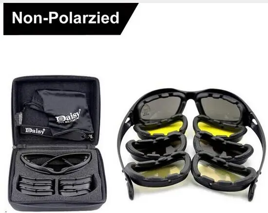 No Polarized C5 Поляризационные солнцезащитные очки Daisy X7 C5, тактические военные очки, мужские очки для охоты, стрельбы, страйкбола, 4 линзы, походные очки для кемпинга - Цвет: No Polarized C5