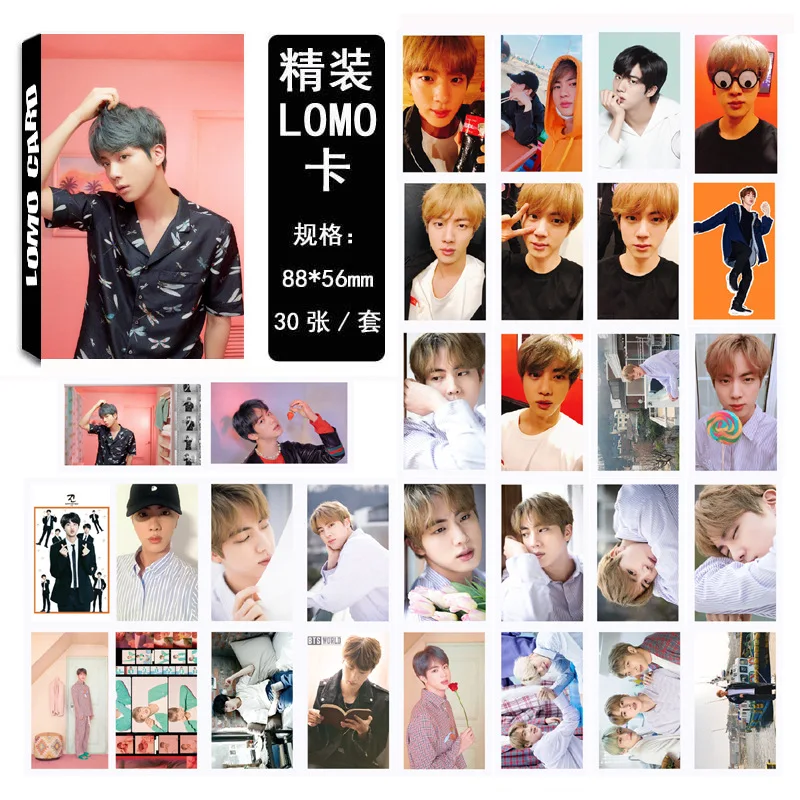 

30Pcs/set Kpop Bangtan boys JIN New MAP OF THE SOUL PERSONA BOY WITH LUV Lomo Cards Postcards Decor Self Made Picture Fan Gift