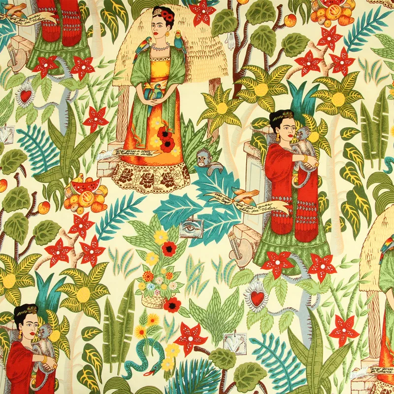 

half yard plain cotton fabric with cartoon tree flower print, handmade DIY garment dress cloth 100% cotton CR-189