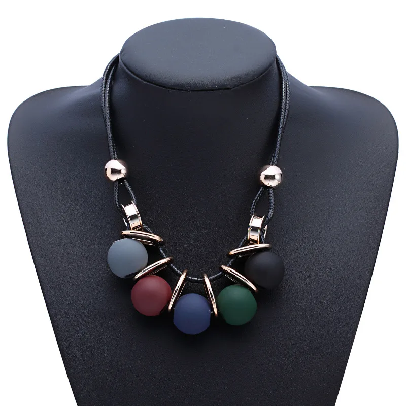 

Han edition exaggerated frosted short round pearl , Europe and the United States temperament collarbone sweater necklace