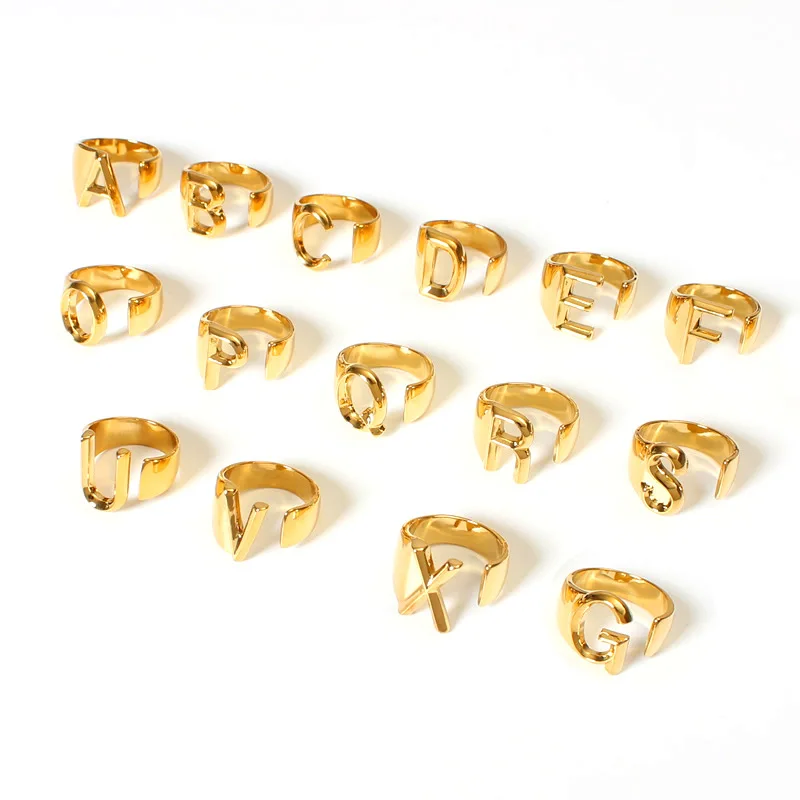 

Celebrity Style INS Hot Selling English Lettered Ring Adjustable Fine-tuning Rings Gold Plated Copper Name Word Food Finger Ring