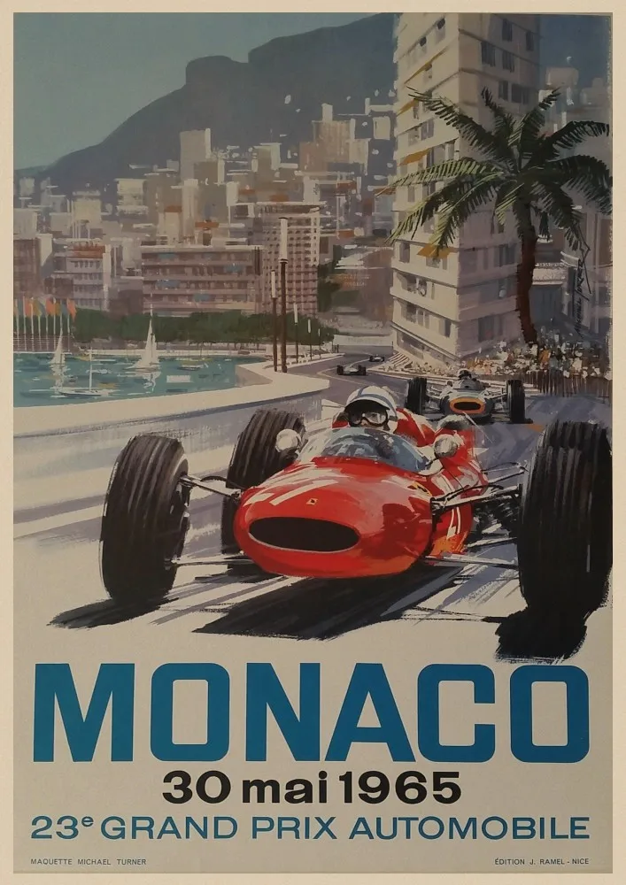 

New MONACO 1937 Old Time Travel Car Art Design Classic Vintage Poster kraft paper Painting DIY Art Home Bar Posters Decor