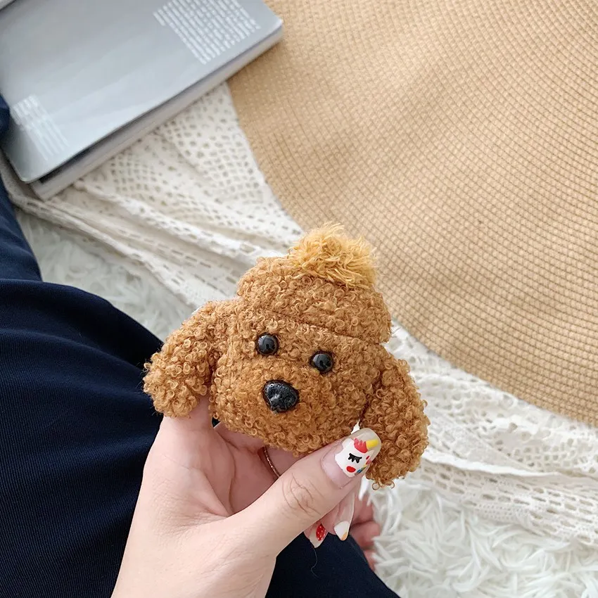 Милый плюшевый чехол для AirPods, чехол Teddy, беспроводная крышка Bluetooth для Apple AirPod 2 1, чехол, аксессуары, зарядная коробка для Air pods - Цвет: 180K