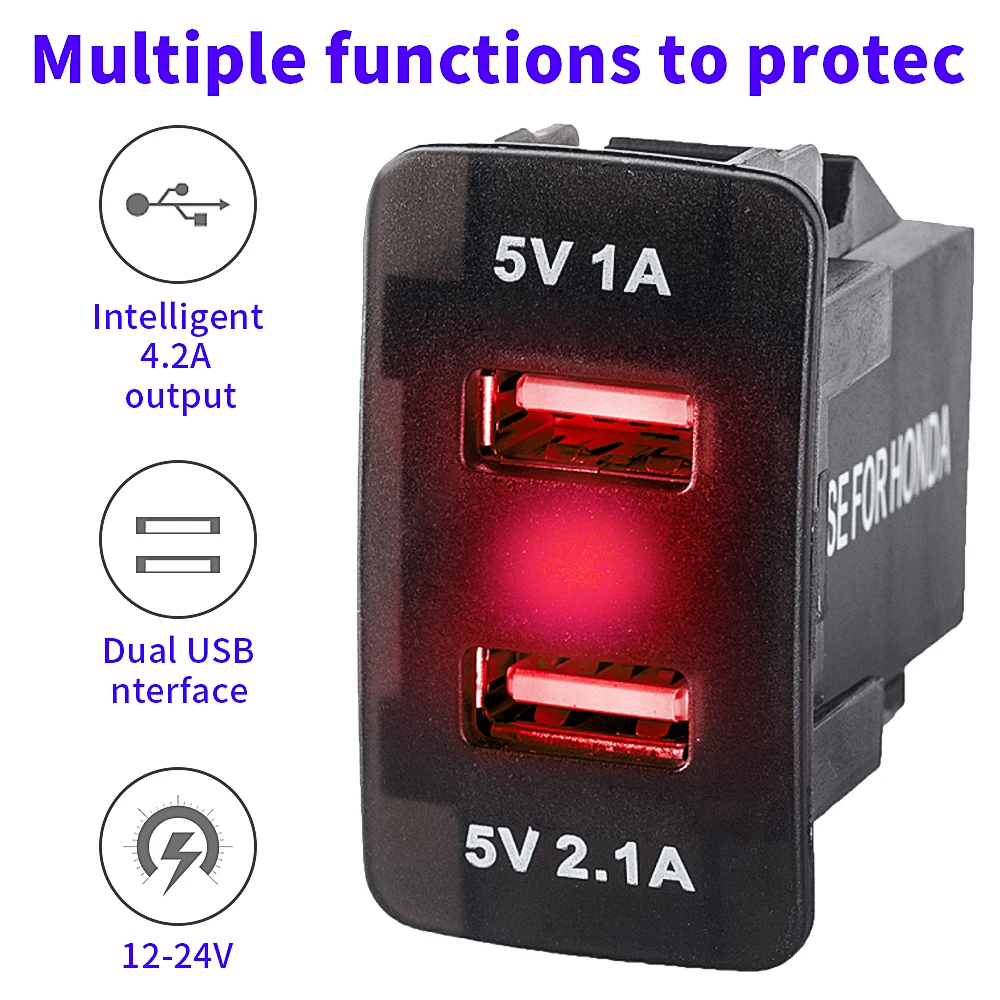 Автомобильное зарядное устройство с двумя USB портами розетка для 12 В/24 В а
