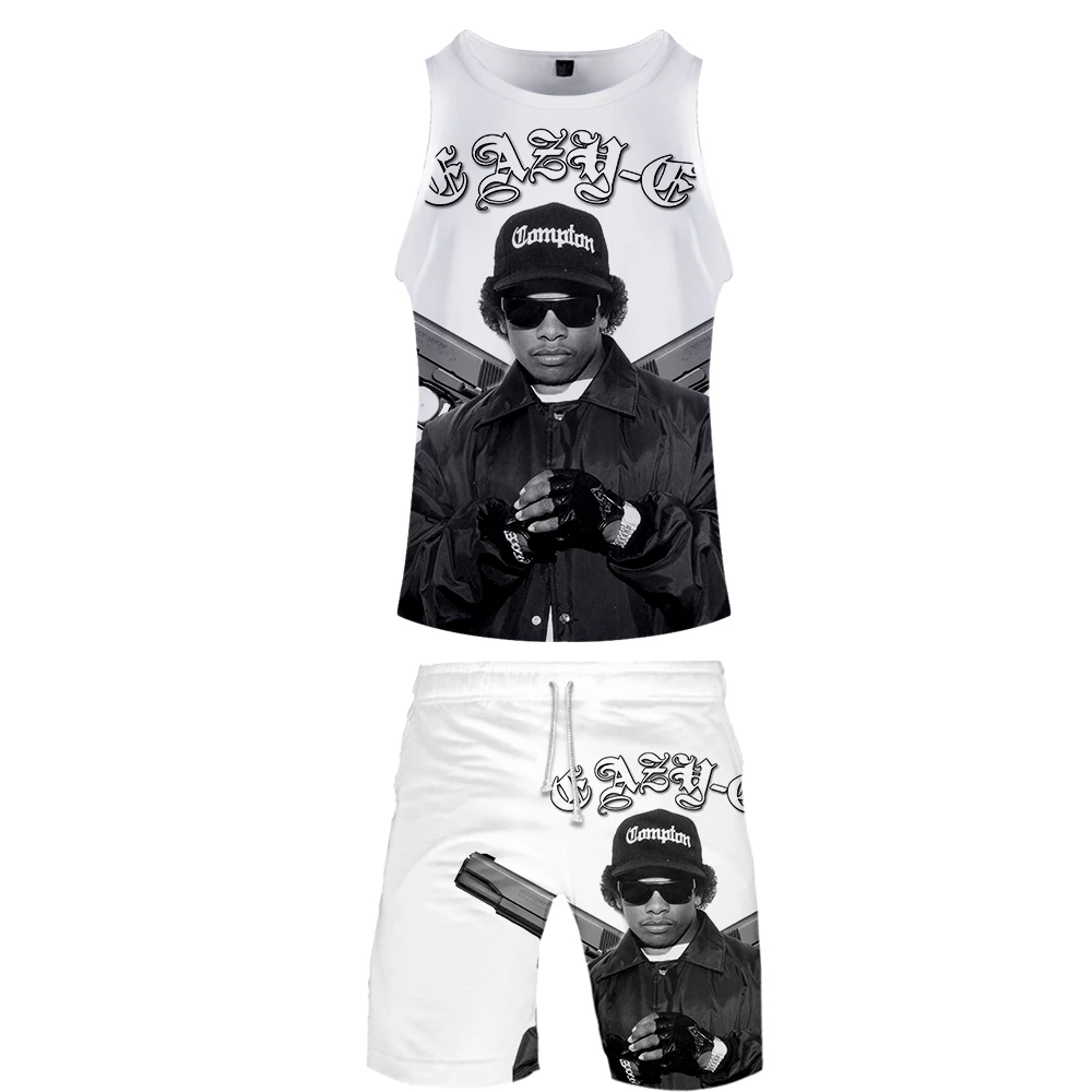 Гангста рэп Eazy E брендовая одежда модный спортивный костюм для мужская майка 2 шт. шорты наборы 3D Принт без рукавов Футболка сетчатый жилет