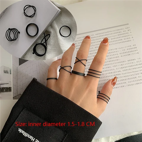 Trend Punk Gothic Rock Hip Hop Rings Set For Women Fashion Girl Knuckles Joint Accessories Vintage Open Adjustable Jewelry