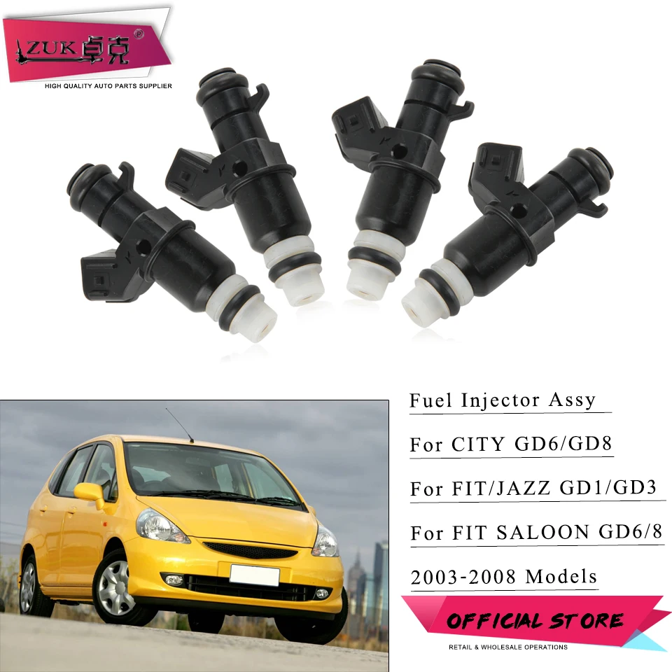 ZUK 4PCS Fuel Injector For HONDA FIT JAZZ CITY 2003 2004 2005 2006 2007