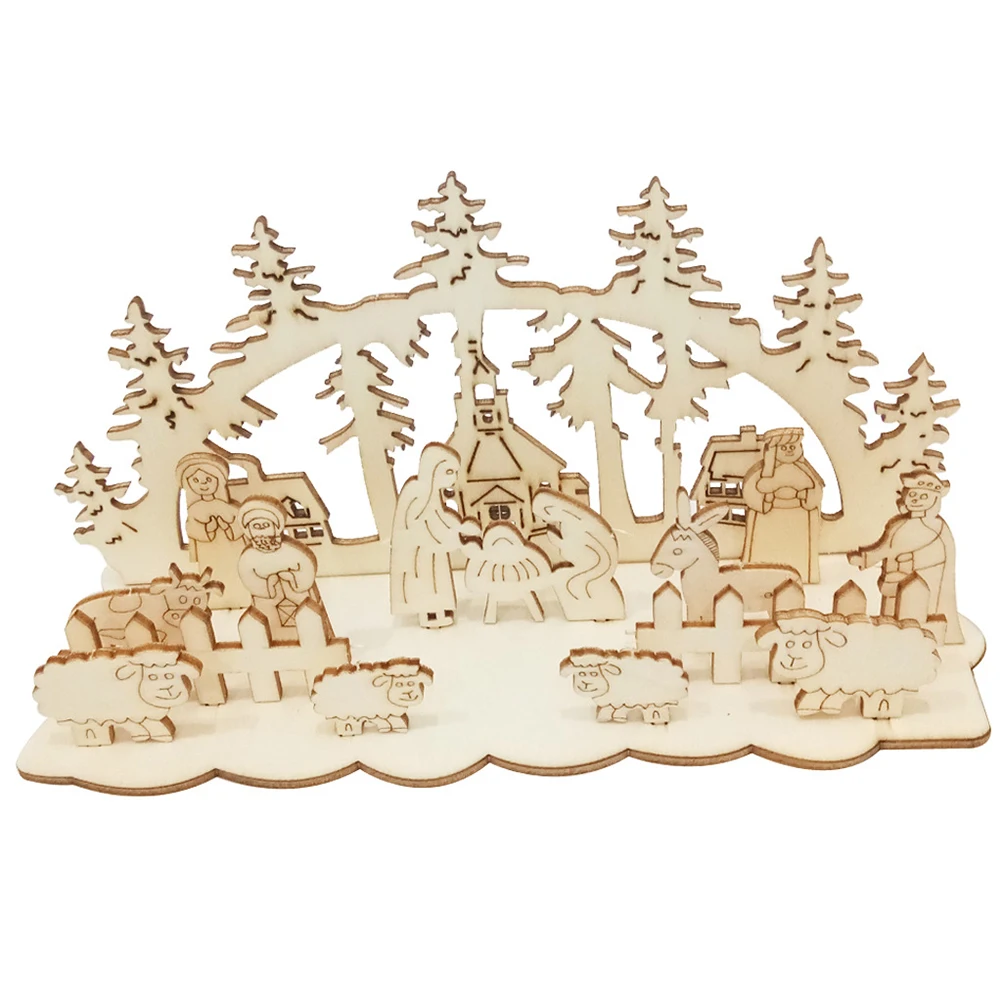 DIY рождественские деревянные креативные мозаичные ручная головоломка, забавные вечерние украшения для рабочего стола, рождественские развивающие игрушки, украшения - Цвет: As show