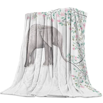 

Mother'S Day Elephant And Flower Spring and Autumn Soft Flannel Blanket Office Siesta Blanket Sofa Bed Blanket
