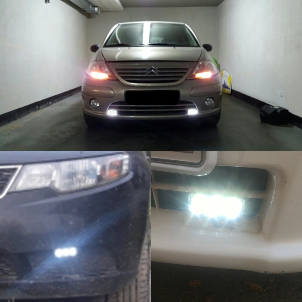 Hviero 2X Auto Led Durable Car Daytime Running Light 3LED DRL Daylight White DC 12V Head Driving Lamp Parking Fog Turn signal Lights