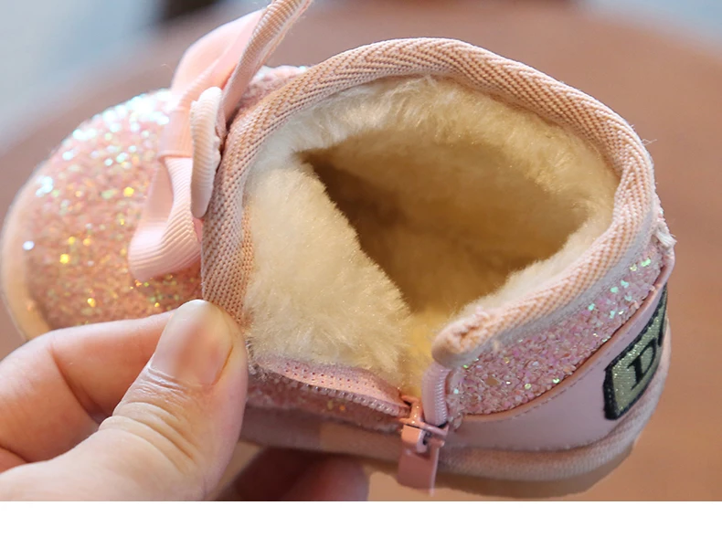 Winter Baby Shoes Soft Bottom Toddler Shoes Baby Cotton Shoes Snow Boots Princess Leather Shoes Baby