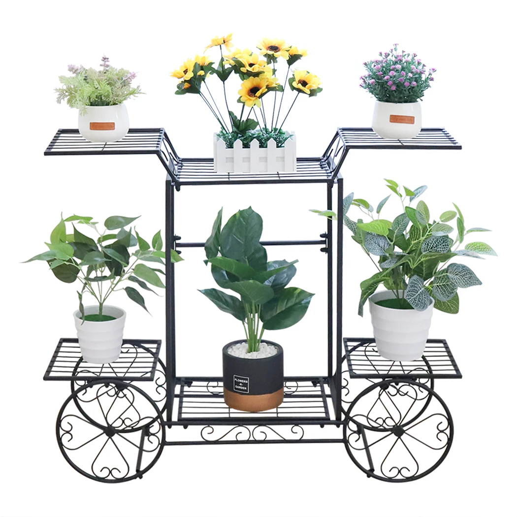 Large Metal Plant Stand Indoor 6 Tier Garden Cart Plant Holder Wrought Iron Plants Display Shelf Rack Outdoor Decorating Garden — view 5