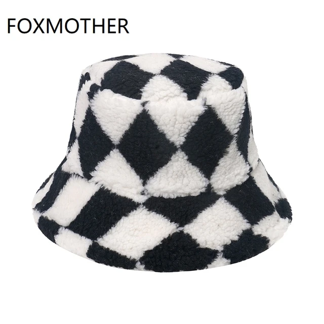 Faux Fur Winter Hats For Women Black White Cow Print Bucket Hat Men Panama  Fisherman Caps Gorras Soft Velvet Furry Fisherman Cap - AliExpress