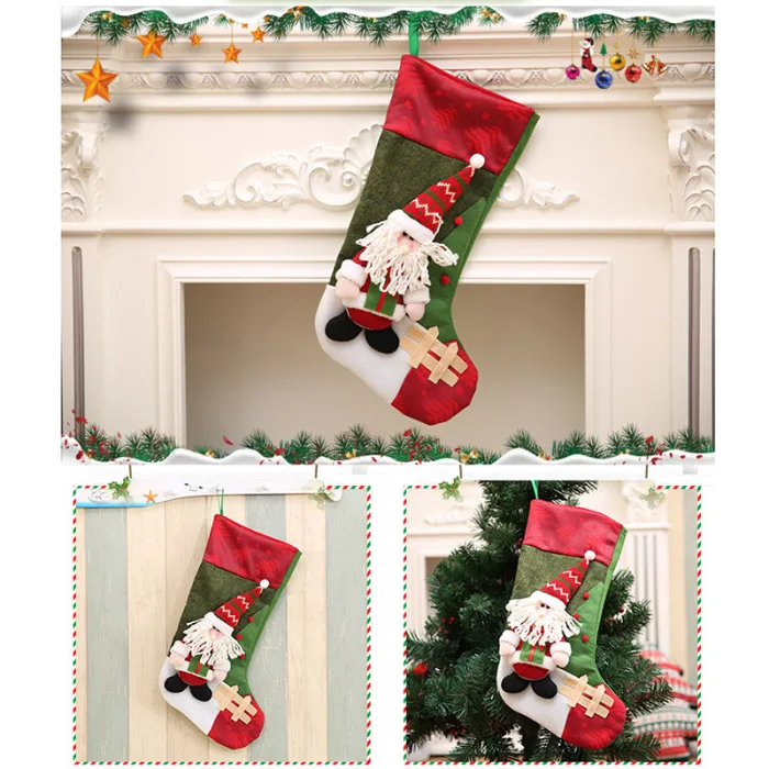 Christmas Stockings Sock Candy Gift Bag Xmas Tree Hanging Decoration for Holiday Party DIN889