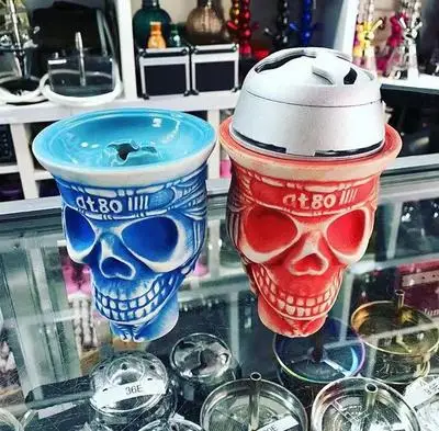 Керамическая чаша для кальяна с черепом глиняная керамика с глазурью табак для кальяна чаша с 6 отверстиями Воронка для кальяна Хэллоуин