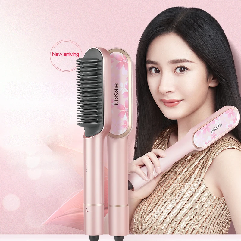 Multifunctional Hot Combs Anti-Scalding Hair Straightening Brush Ceramic Hair Curler Heated Electric Smart Straightener
