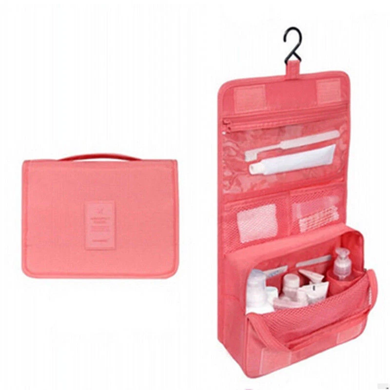 Women Hanging Cosmetic Bag Multifunction Zipper Women's Makeup Toiletry Bag Solid Color Ladies Portable Durable Wash Pouch