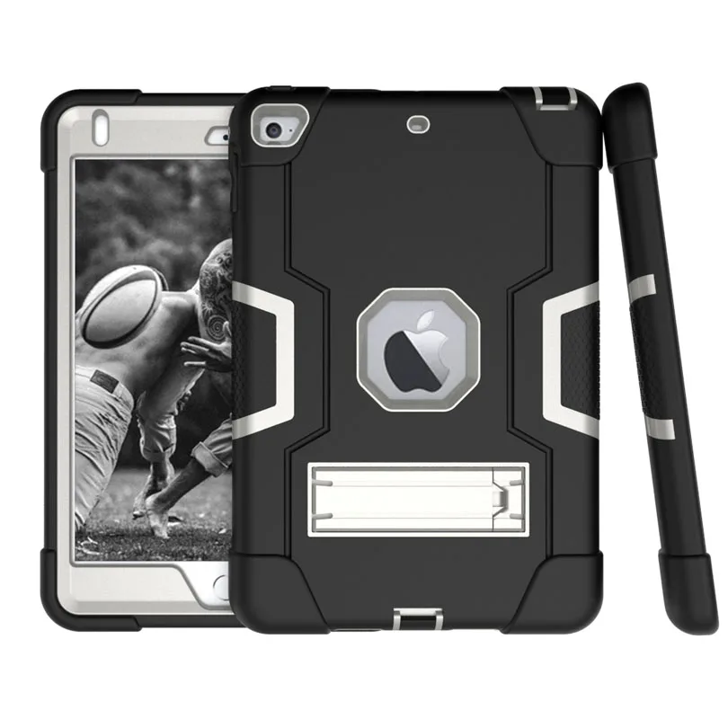 Gray Black Бронированный чехол для iPad 10,2 дюймов iPad7 сверхпрочный Силиконовый ТПУ+ PC жесткий противоударный чехол с подставкой+ защита для экрана IP71 - Цвет: Gray Black