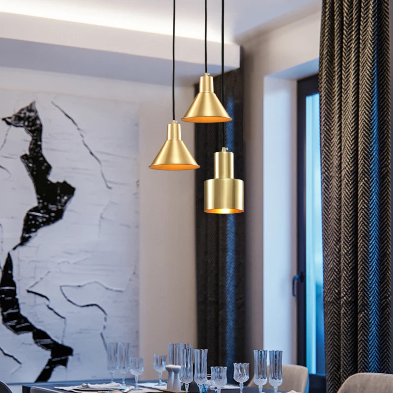 Подвесной светильник светодиодный золотой медный для гостиной/столовой/спальни