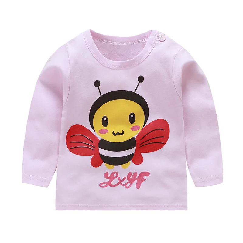 Осенне-зимние хлопковые топы для маленьких девочек и мальчиков; футболка с длинными рукавами и рисунком; повседневные футболки с круглым вырезом для малышей; Одежда для новорожденных